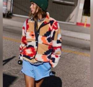 Free People Movement Hit the Slopes Fleece Jacket | Coral Carpet Multi | Size S